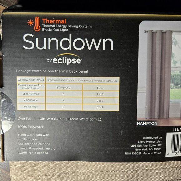 SUNDOWN by ECLIPSE Thermal Curtain Panel in Taupe NWOT - Picture 3 of 4